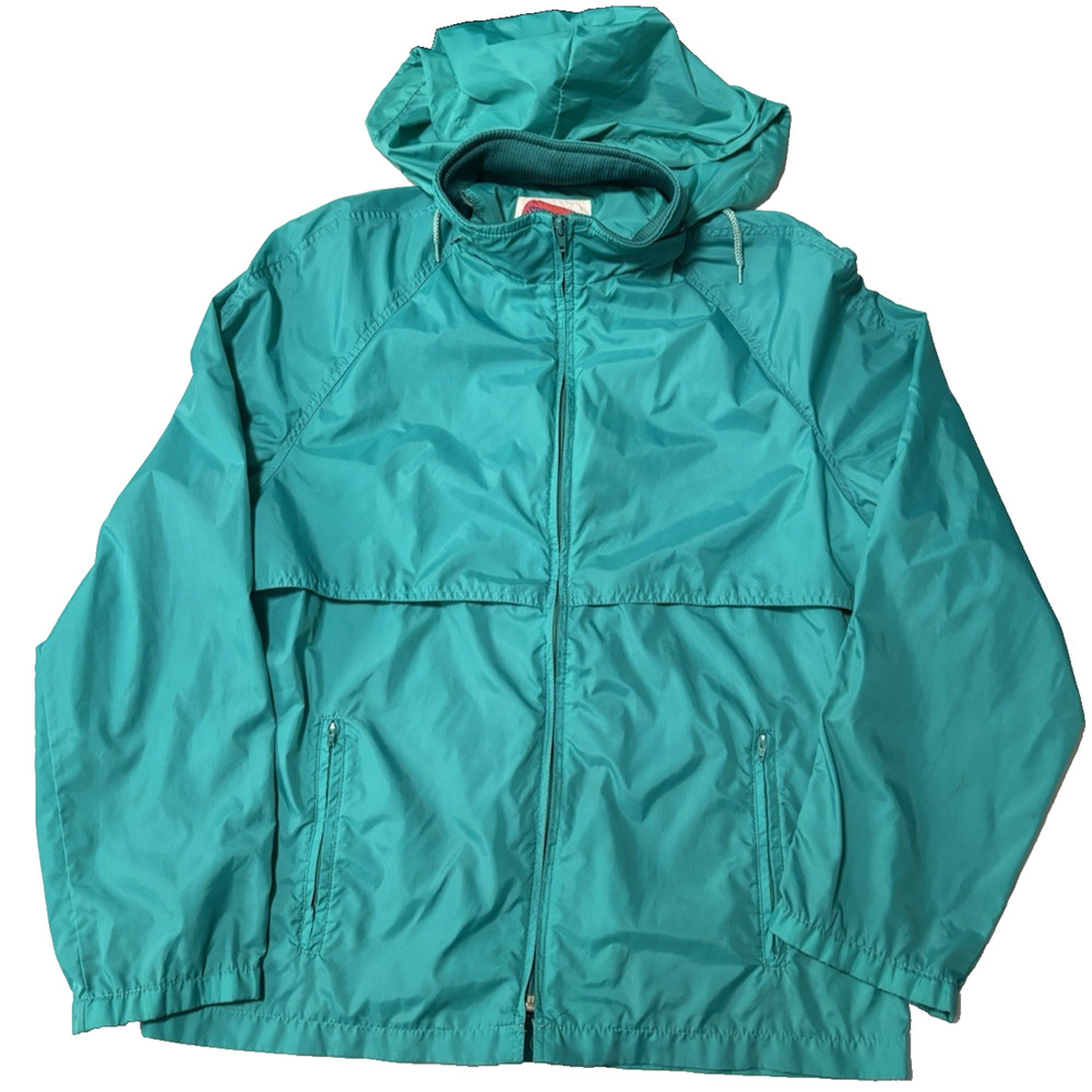 Vintage Stow It Away Men's Med‎ Green Windbreaker 80's Hooded Packable Outdoors